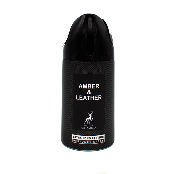 Amber and Leather Deodorant Concentrated Perfumed Spray (250 ml/9 fl.oz) by Maison Alhmabra (Lattafa)