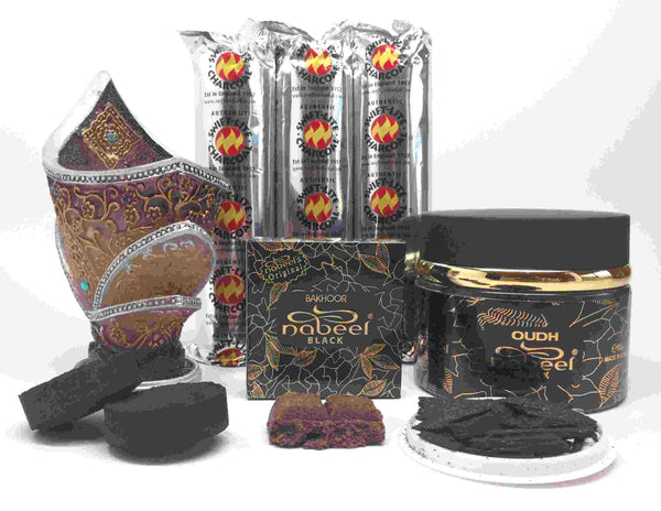 NABEEL BLACK (Etisalbi) Oudh and Bakhoor Incense Gift Set