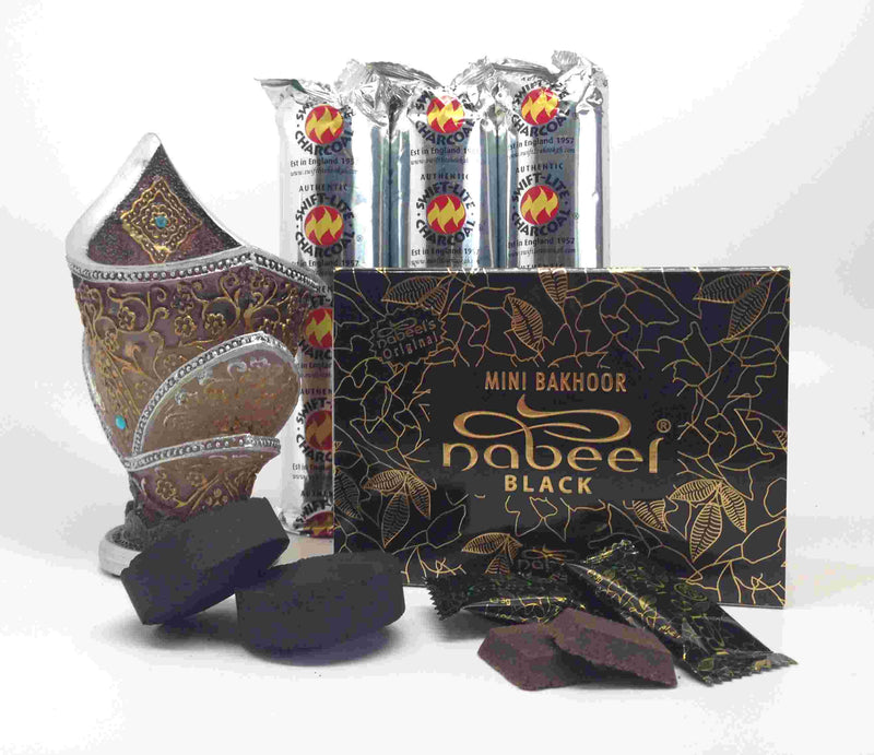 Mini BAKHOOR NABEEL BLACK (Etisalbi) Incense Gift Set by Nabeel