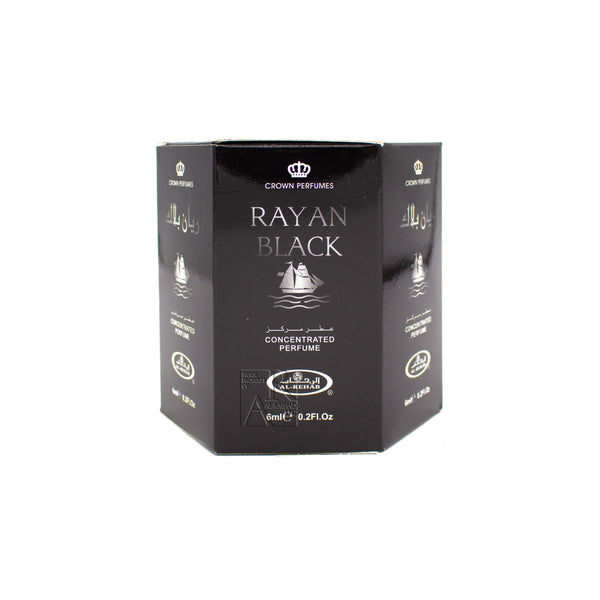 Box of 6 Rayan Black - 6ml (.2oz) Roll-on Perfume Oil by Al-Rehab