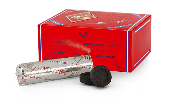 Three King- Pack of 100 x 33 mm charcoal Tablets (for incense/Shisha) 