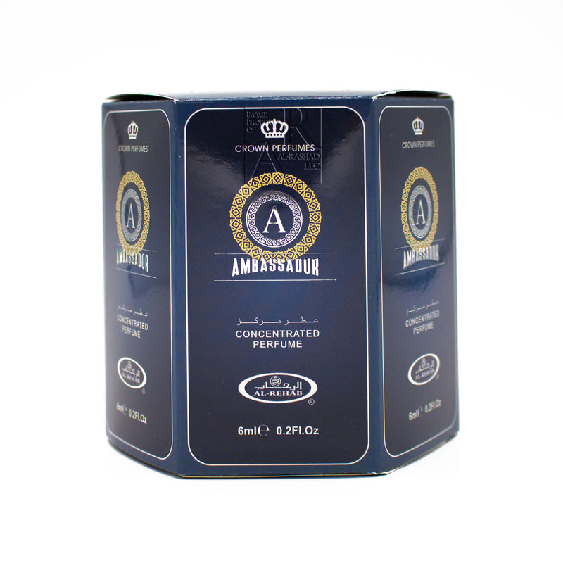  Ambassador For Men - 6ml (.2oz) Roll-on Perfume Oil by Al-Rehab (Box of 6)