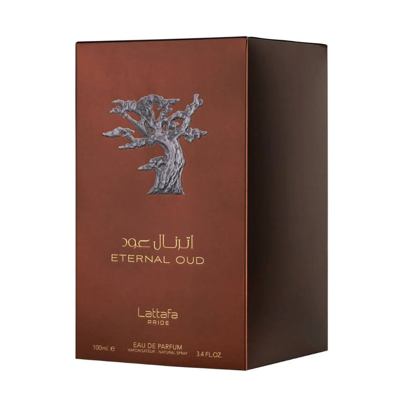 Box of Eternal Oud - Eau De Parfum Spray (100 ml - 3.4Fl oz) by Lattafa