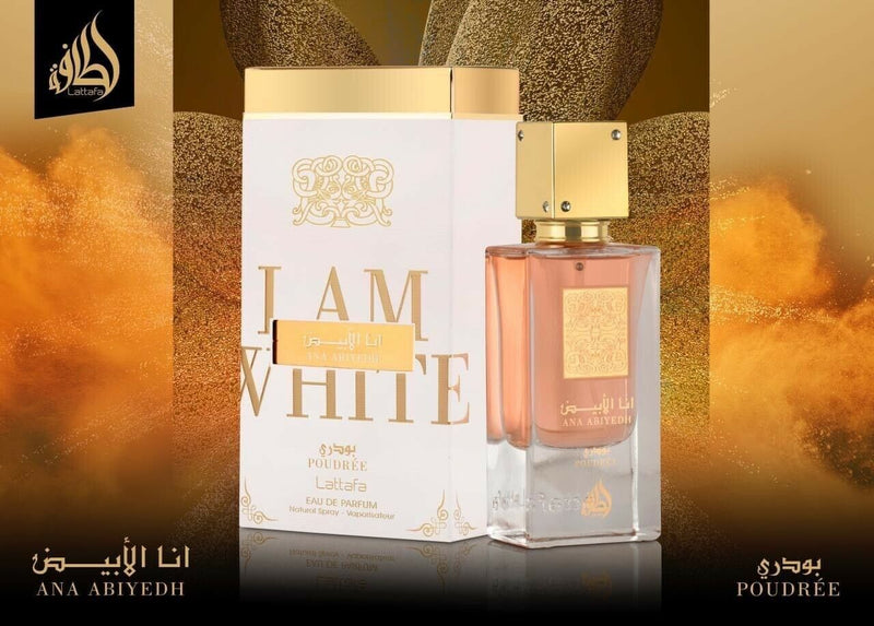 I Am White (Ana Abiyedh) - Poudree - Eau De Parfum Spray (60 ml) by Lattafa - Al-Rashad Inc