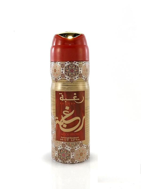 Raghba Wood Intense - Deodorant Perfumed Spray (200 ml/6.67 fl.oz) by Lattafa - Al-Rashad Inc